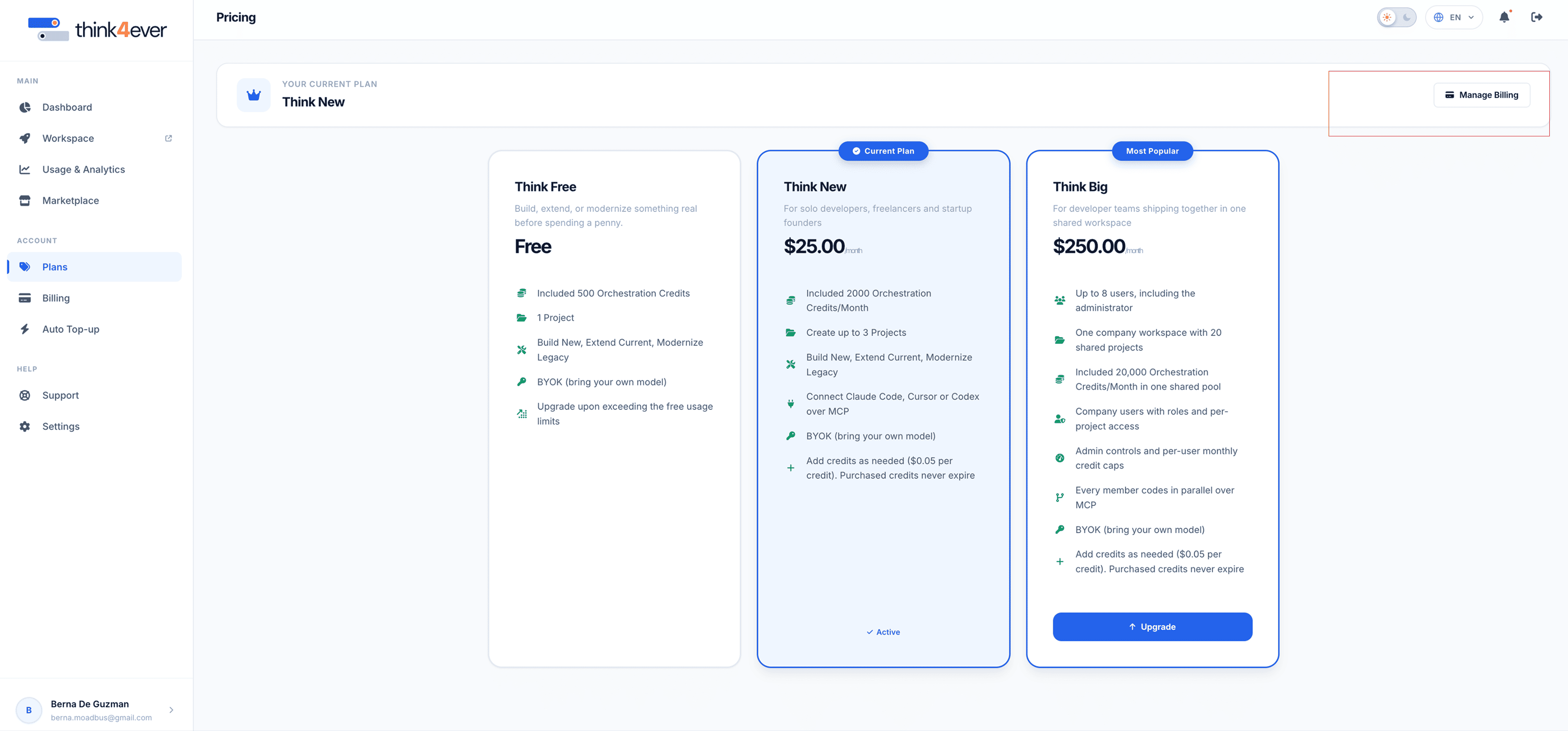 Manage Billing Button